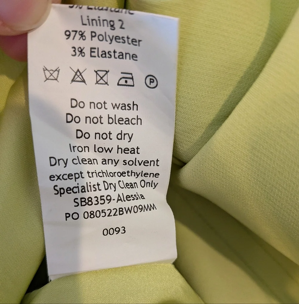 HOUSE OF CB Alessia Asymmetric Feather Trim Midi Dress in Lime Green Size M - Picture 16 of 16